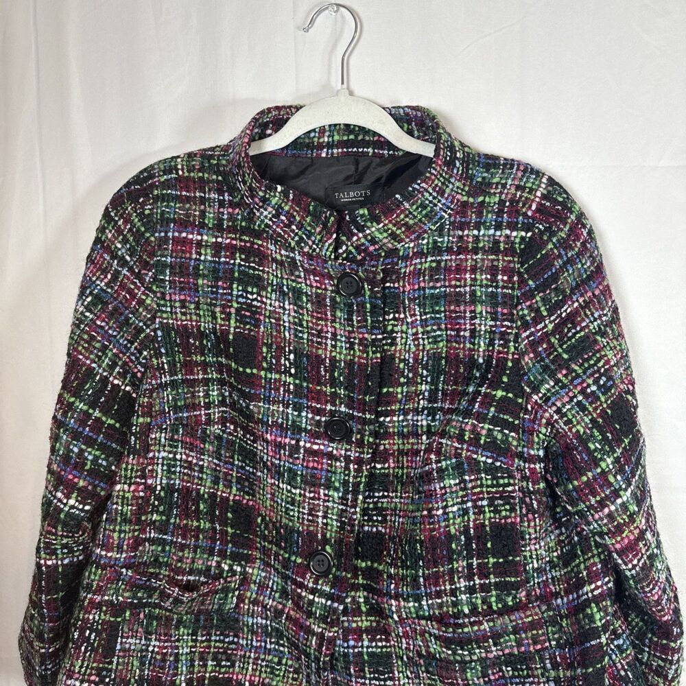 Women’s Multicolored Wool Blend Blazer Size 14 Petite Preowned - Picture 9 of 16